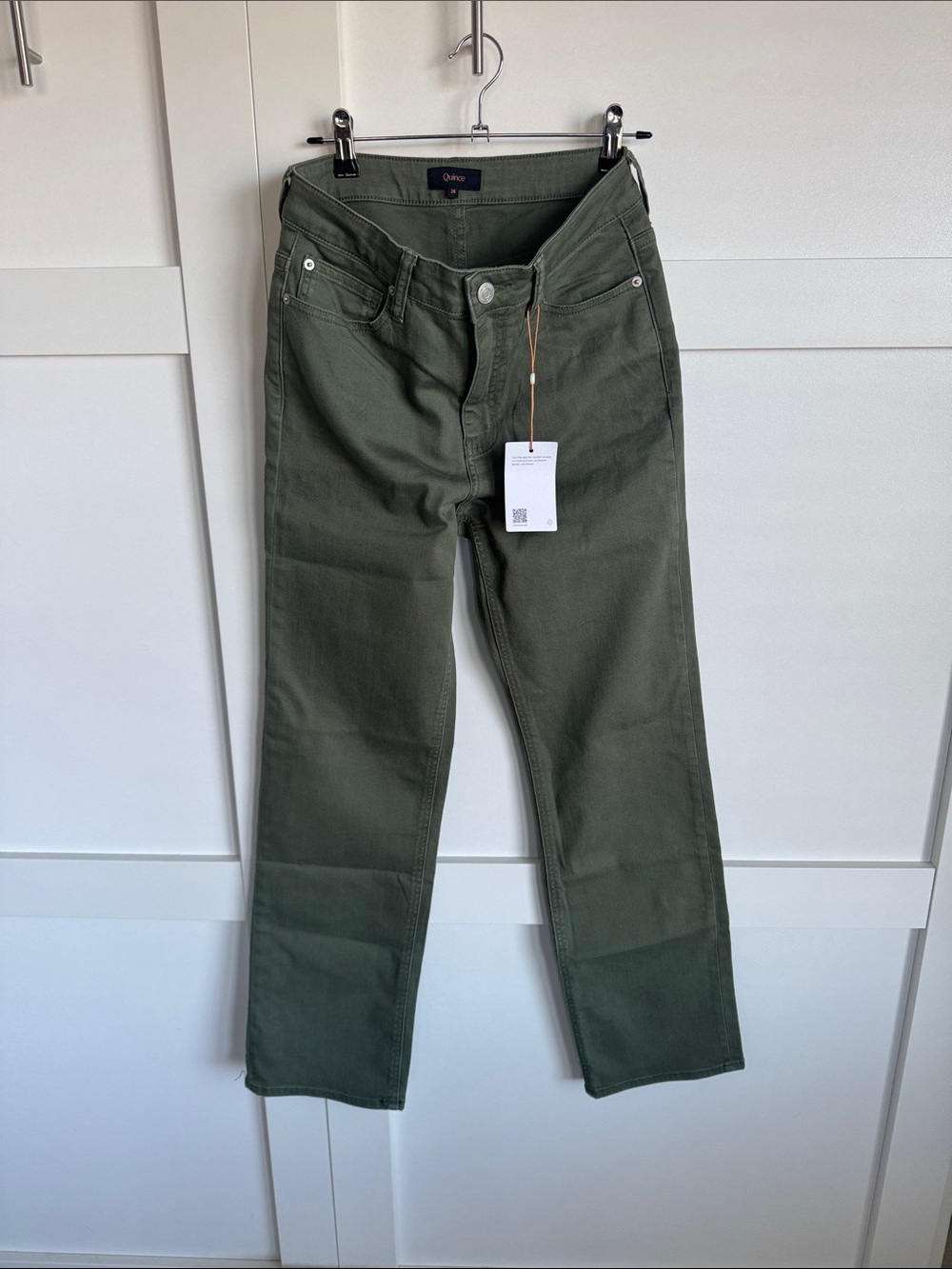 Quince Bella Stretch Straight -Leg Women's Jeans Loren Green Sz 28 NWT